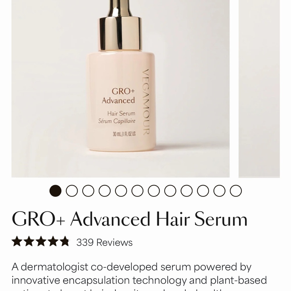 Vegamour GRO + Advanced hair serum for Revitalized Hair and growth